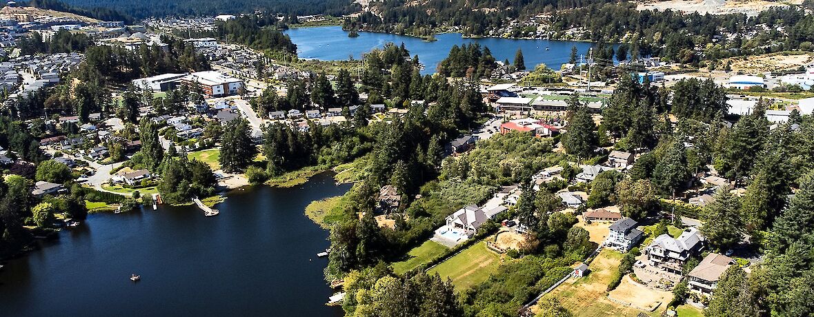 Aerial Glen Lake overlooking Langford and distant mountain development on Vancouver Island. ID 291675332 &copy; Ramon Cliff | Dreamstime.com